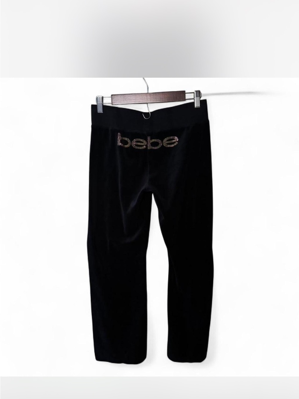 SMALL bebe Black Velour Logo Lounge Pants